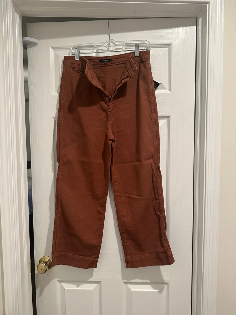 Quince Rust Wide-Leg, High Rise Crop Pants. Waist 30